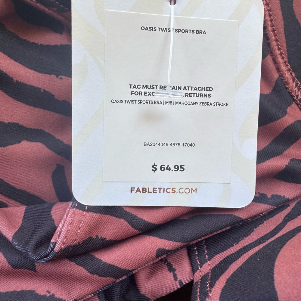Fabletics Oasis Twist Medium Impact Sports Bra Pink and Black Zebra Size M - Picture 2 of 15